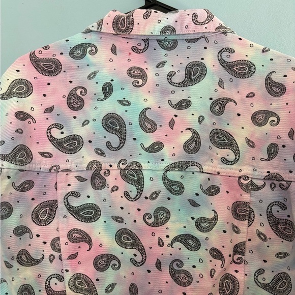 NEW Signature8 Women Cropped Denim Jacket Paisley Print Tie Dye Size Medium - Picture 6 of 6